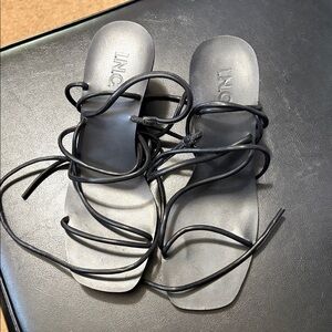 INC International Concepts Black Lace-Up Sandals